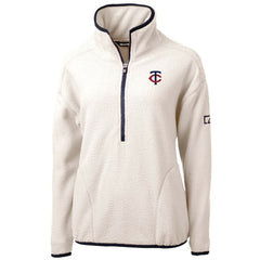 Minnesota Twins Cutter & Buck Women's Cascade Eco Sherpa Half-Zip Pullover Jacket - White - MLB Online