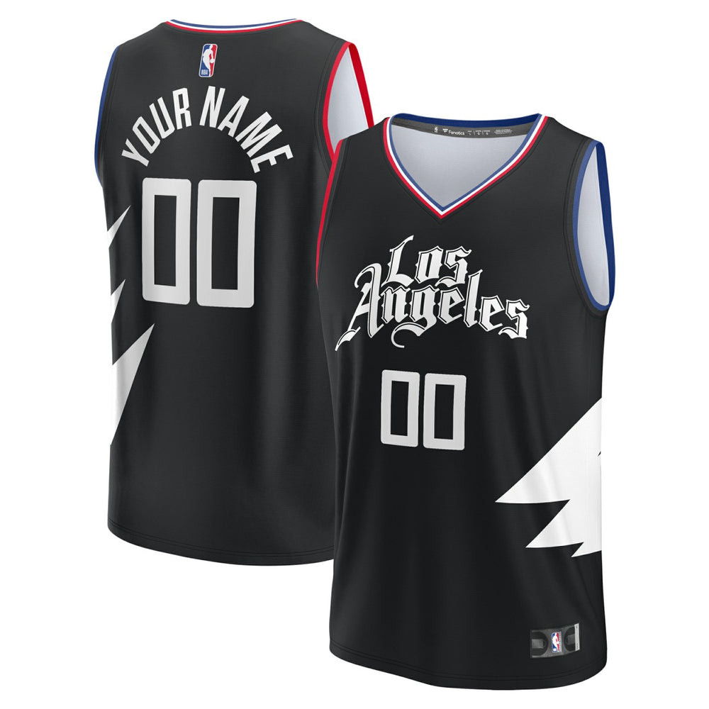 LA Clippers Youth Fast Break Replica Custom Jersey Statement Edition Black | Fanatics Lifestyle
