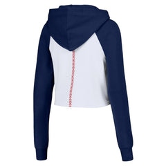 New York Yankees Lusso Women's Jane Raglan Quarter-Zip Tri-Blend Cropped Pullover Hoodie - White - MLB Online