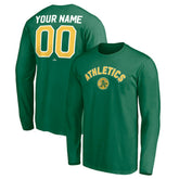 Athletics Personalized Cooperstown Collection Winning Streak Long Sleeve T-Shirt - Green - MLB Discount