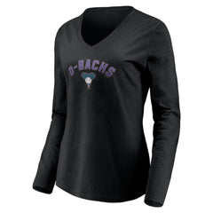Arizona Diamondbacks Women's Cooperstown Collection Personalized Winning Streak Long Sleeve V-Neck T-Shirt - Black - MLB on Sale