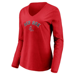 Boston Red Sox Women's Cooperstown Collection Personalized Winning Streak Long Sleeve V-Neck T-Shirt - Red - MLB on Sale