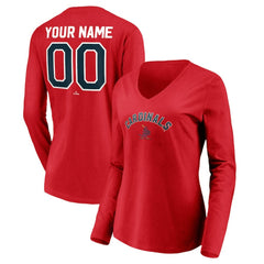St. Louis Cardinals Women's Cooperstown Collection Personalized Winning Streak Long Sleeve V-Neck T-Shirt - Red - MLB Online