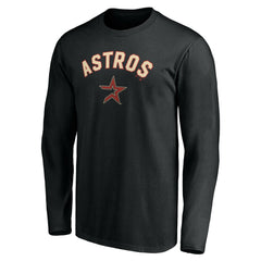 Houston Astros Personalized Cooperstown Collection Alternate Winning Streak Long Sleeve T-Shirt - Black - MLB Lifestyle