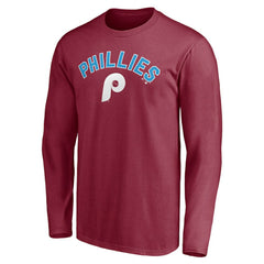 Philadelphia Phillies Personalized Cooperstown Collection Alternate Winning Streak Long Sleeve T-Shirt - Burgundy - MLB Lifestyle