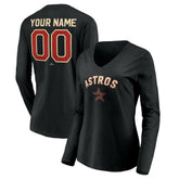 Houston Astros Women's Personalized Cooperstown Collection Alternate Winning Streak Long Sleeve V-Neck T-Shirt - Black - MLB Online