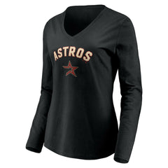 Houston Astros Women's Personalized Cooperstown Collection Alternate Winning Streak Long Sleeve V-Neck T-Shirt - Black - MLB Online