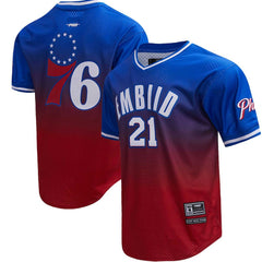 Joel Embiid Philadelphia 76ers Post Ombre Name & Number T-Shirt Royal/Red