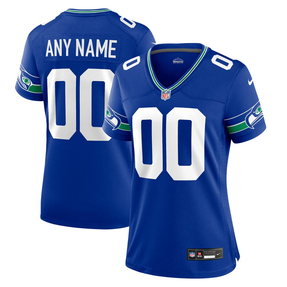 Nike Seattle Seahawks Women's Throwback Custom Jersey Royal
