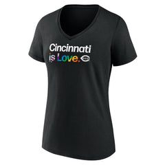 Cincinnati Reds Women's City Pride V-Neck T-Shirt - Black - MLB Lifestyle