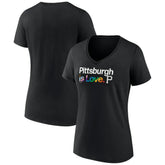 Pittsburgh Pirates Women's City Pride V-Neck T-Shirt - Black - MLB Lifestyle