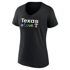 Texas Rangers Women's City Pride V-Neck T-Shirt - Black - MLB Lifestyle