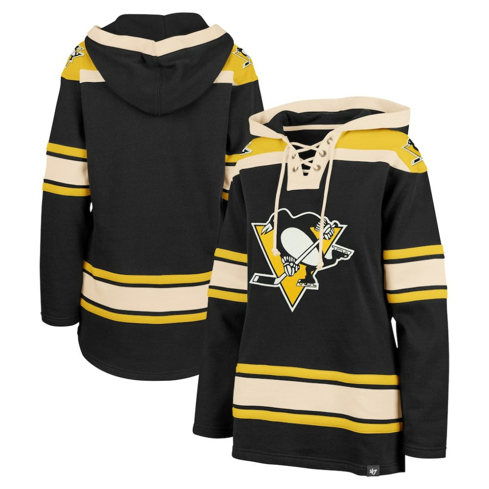 Pittsburgh Penguins '47 Women's Superior Lacer Pullover Hoodie - Black - NHL 5351061