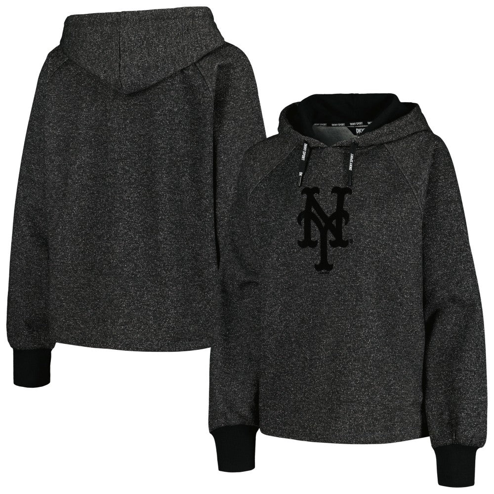 New York Mets DKNY Sport Women's Debbie Dolman Raglan Pullover Hoodie - Black - MLB on Sale