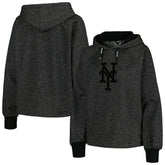 New York Mets DKNY Sport Women's Debbie Dolman Raglan Pullover Hoodie - Black - MLB on Sale