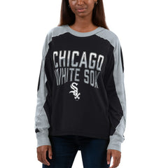 Chicago White Sox G-III 4Her by Carl Banks Women's Smash Raglan Long Sleeve T-Shirt - Black/Silver - MLB Sale