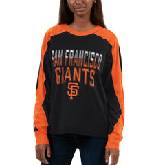 San Francisco Giants G-III 4Her by Carl Banks Women's Smash Raglan Long Sleeve T-Shirt - Black/Orange - MLB Lifestyle