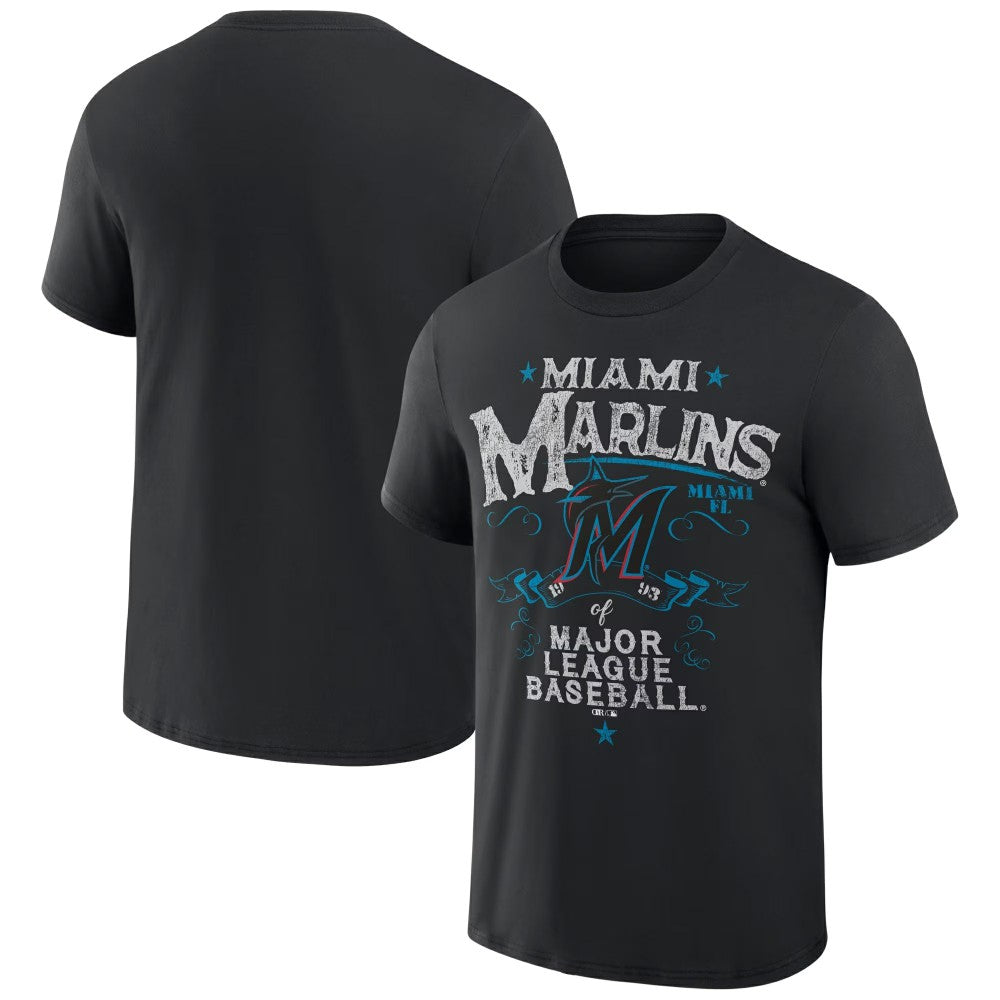 Miami Marlins Darius Rucker Collection by Fanatics Beach Splatter T-Shirt - Black - Fanatics Lifestyle