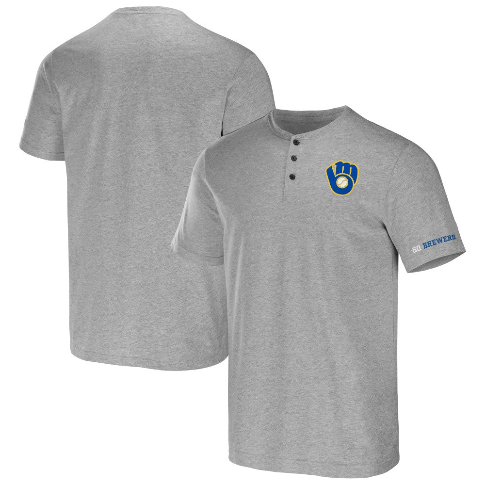 Milwaukee Brewers Darius Rucker Collection by Fanatics Henley T-Shirt - Heather Gray - Fanatics Lifestyle