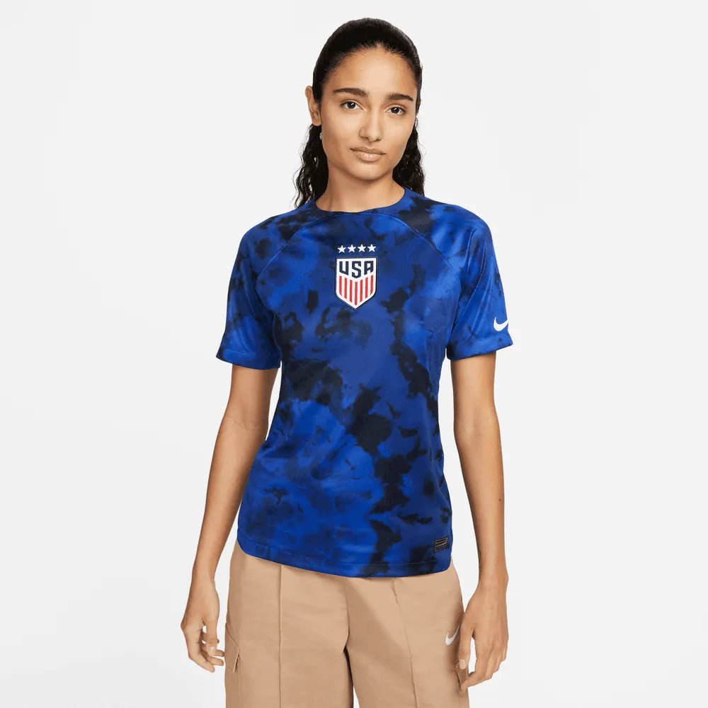 2022-23 USA Away Women 4 Star Soccer Jersey Bright Blue-White Nike