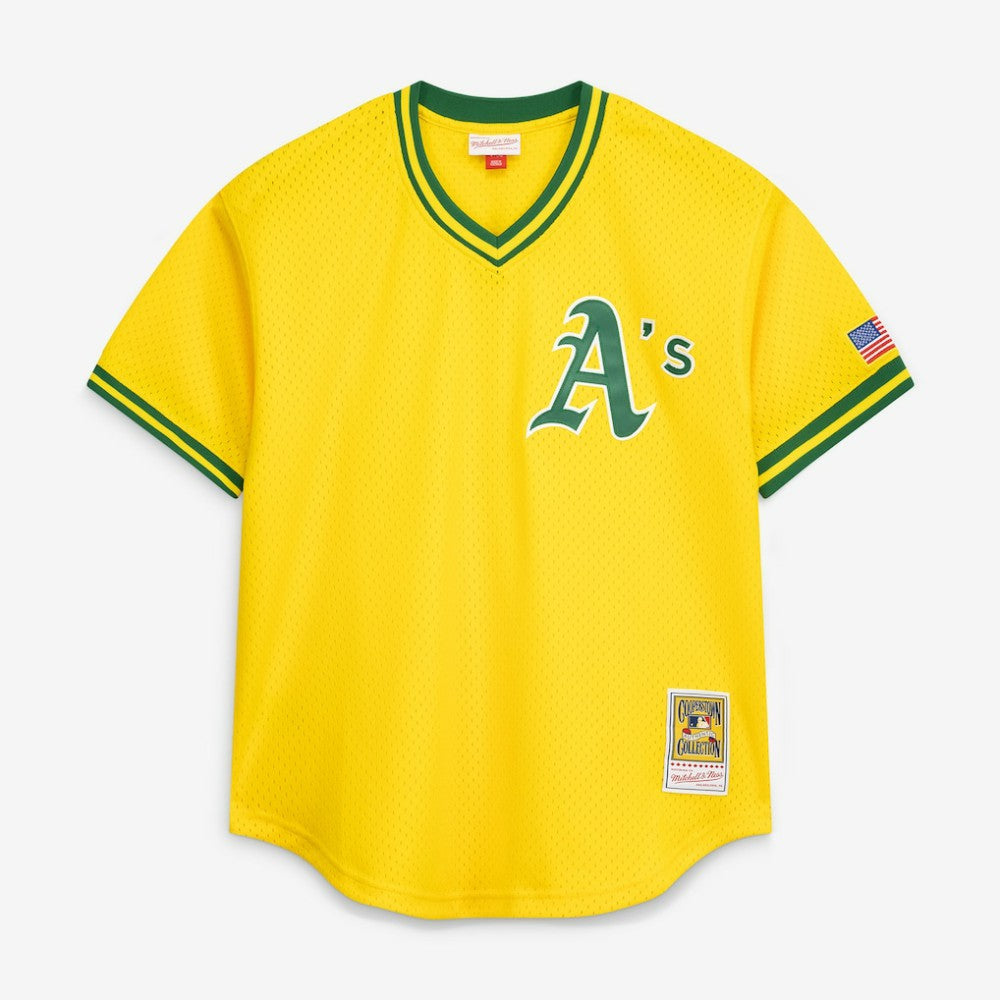 Rickey Henderson Athletics Mitchell & Ness Authentic Batting Practice Jersey - Yellow - Mitchell & Ness Lifestyle