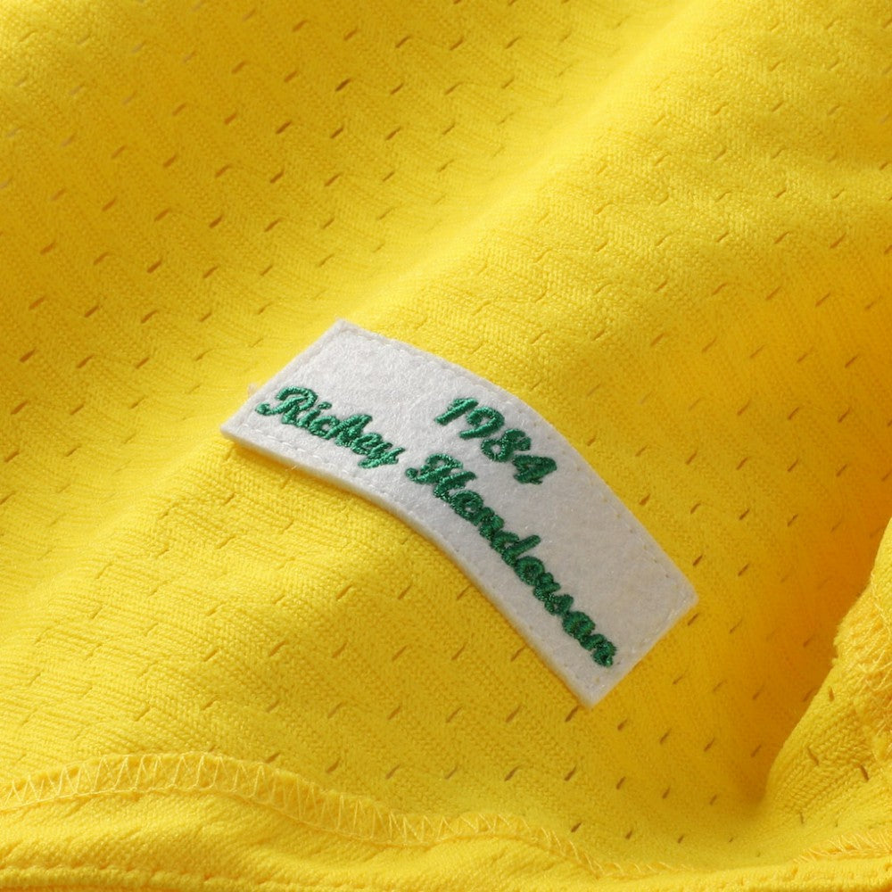 Rickey Henderson Athletics Mitchell & Ness Authentic Batting Practice Jersey - Yellow - Mitchell & Ness Lifestyle