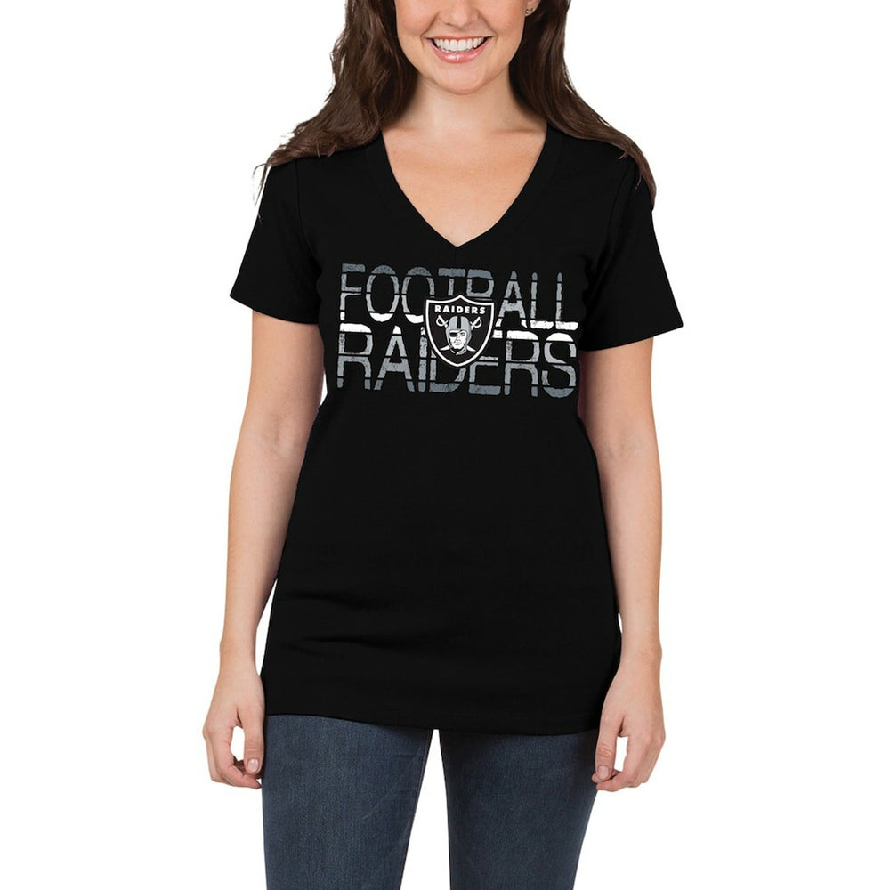Las Vegas Raiders 5th & Ocean by New Era Women's Lounge V-Neck T-Shirt Black