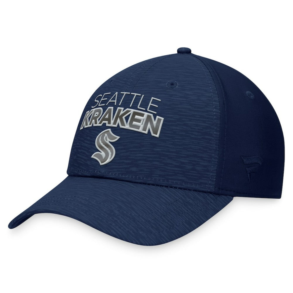 Seattle Kraken Fanatics Authentic Pro Road Stack Logo Flex Hat - Deep Sea Blue - NHL 200000670