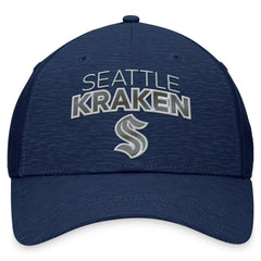 Seattle Kraken Fanatics Authentic Pro Road Stack Logo Flex Hat - Deep Sea Blue - NHL 200000670