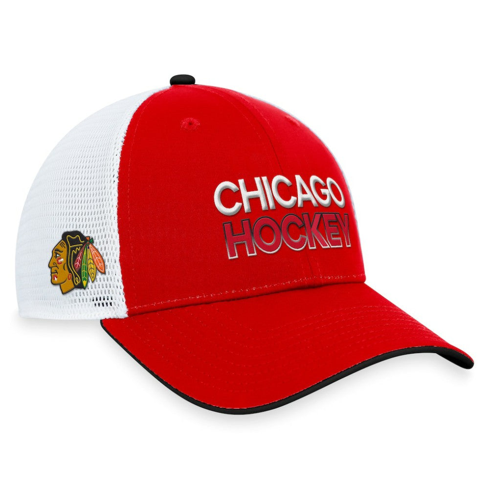 Chicago Blackhawks Fanatics Authentic Pro Rink Trucker Adjustable Hat - Red - NHL 200000896