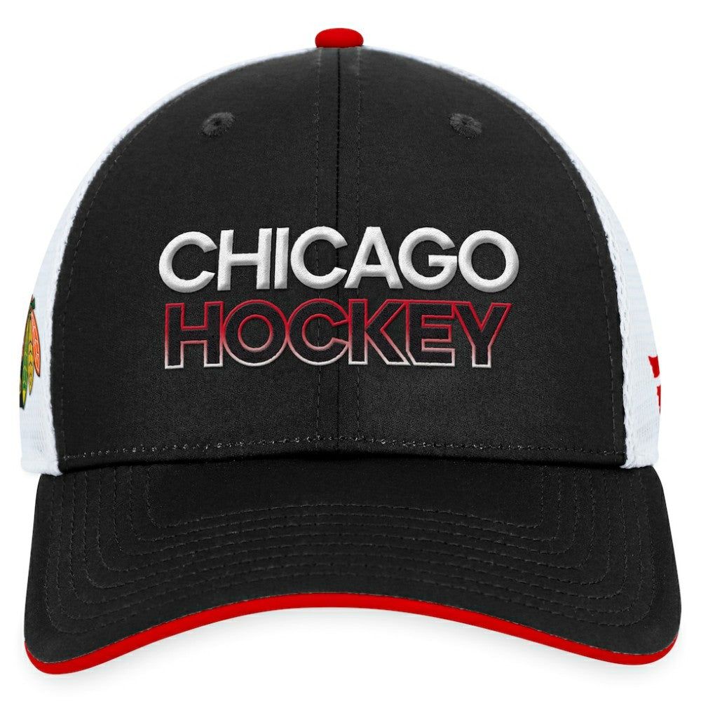 Chicago Blackhawks Fanatics Authentic Pro Rink Trucker Adjustable Hat - Black - NHL 200000900