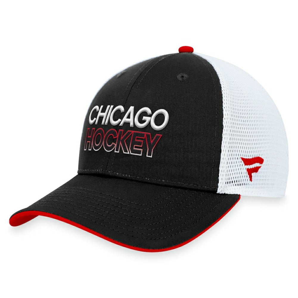Chicago Blackhawks Fanatics Authentic Pro Rink Trucker Adjustable Hat - Black - NHL 200000900