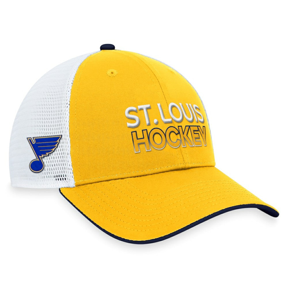 St. Louis Blues Fanatics Authentic Pro Rink Trucker Adjustable Hat - Gold - NHL 200000932