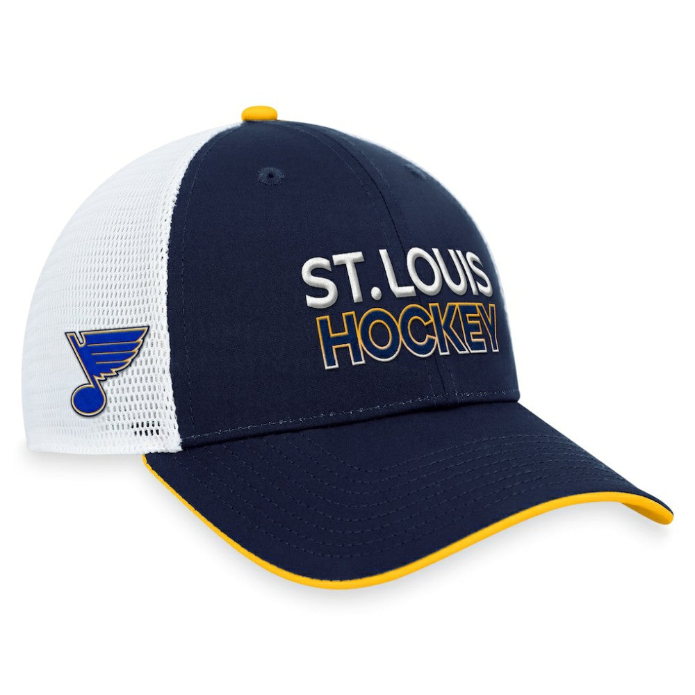 St. Louis Blues Fanatics Authentic Pro Rink Trucker Adjustable Hat - Navy - NHL 200000939