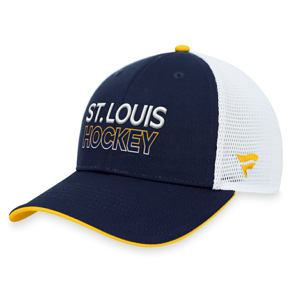 St. Louis Blues Fanatics Authentic Pro Rink Trucker Adjustable Hat - Navy - NHL 200000939