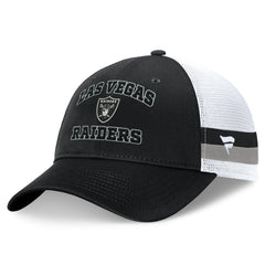Fanatics Las Vegas Raiders Fundamentals Side Stripe Trucker Adjustable Hat Black/White