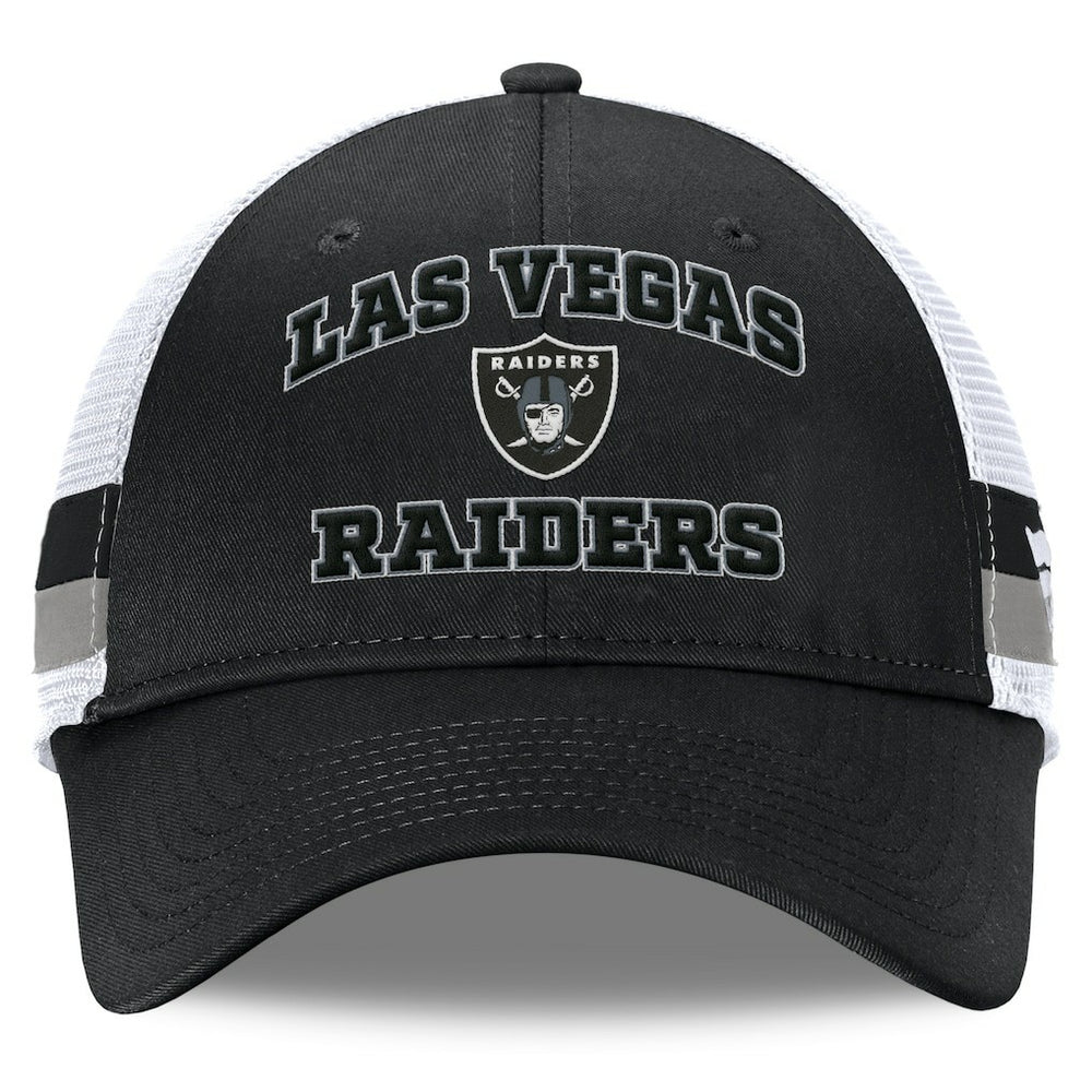 Fanatics Las Vegas Raiders Fundamentals Side Stripe Trucker Adjustable Hat Black/White