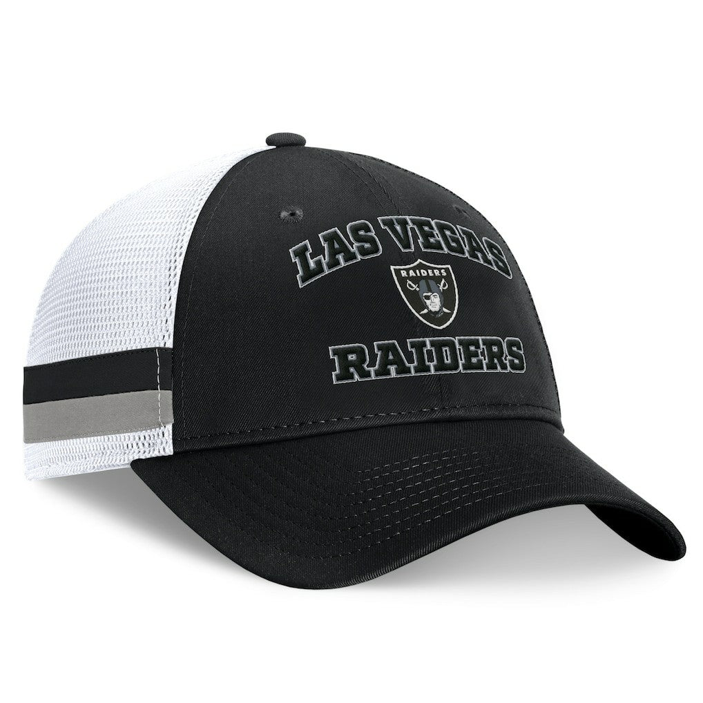 Fanatics Las Vegas Raiders Fundamentals Side Stripe Trucker Adjustable Hat Black/White