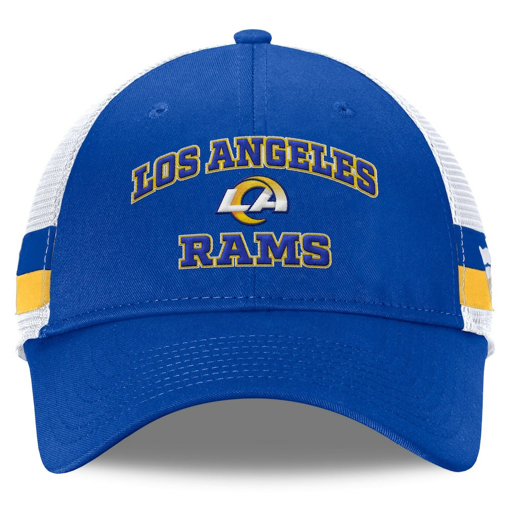 Fanatics Los Angeles Rams Fundamentals Side Stripe Trucker Adjustable Hat Royal/White