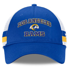 Fanatics Los Angeles Rams Fundamentals Side Stripe Trucker Adjustable Hat Royal/White