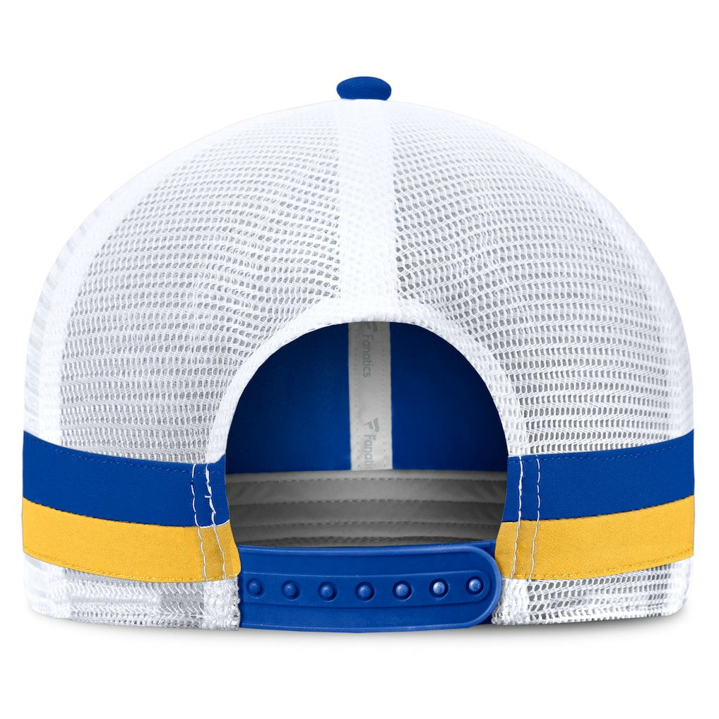 Fanatics Los Angeles Rams Fundamentals Side Stripe Trucker Adjustable Hat Royal/White