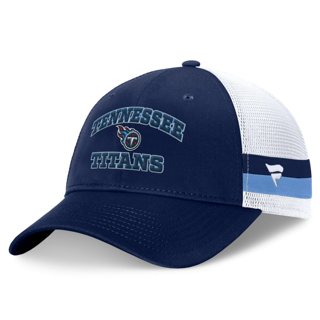 Fanatics Tennessee Titans Fundamentals Side Stripe Trucker Adjustable Hat Navy/White
