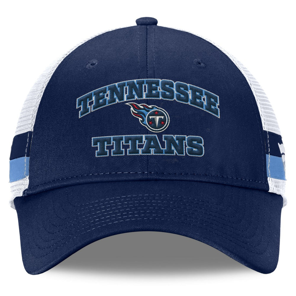Fanatics Tennessee Titans Fundamentals Side Stripe Trucker Adjustable Hat Navy/White