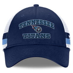 Fanatics Tennessee Titans Fundamentals Side Stripe Trucker Adjustable Hat Navy/White
