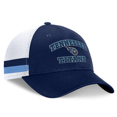Fanatics Tennessee Titans Fundamentals Side Stripe Trucker Adjustable Hat Navy/White