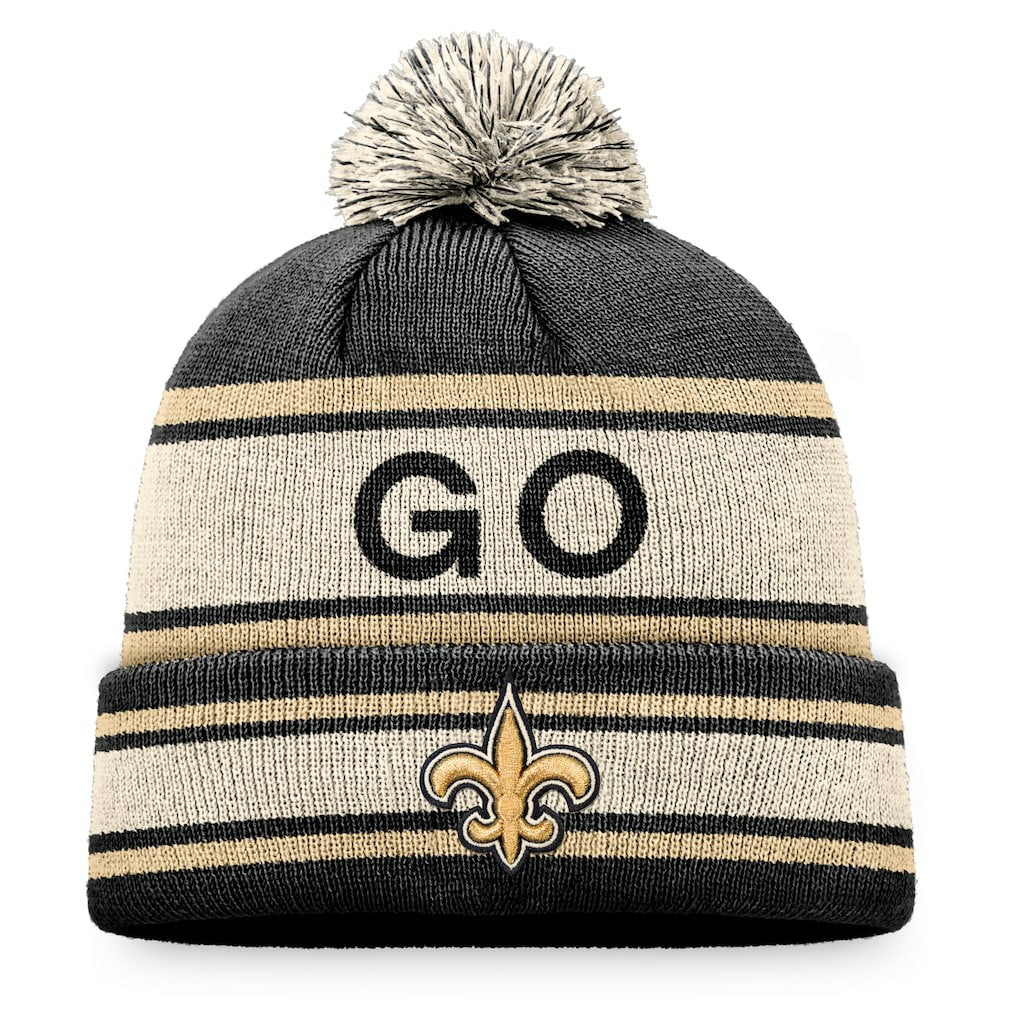 Fanatics New Orleans Saints Heritage Cuffed Knit Hat with Pom Black
