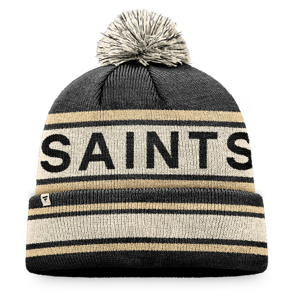 Fanatics New Orleans Saints Heritage Cuffed Knit Hat with Pom Black