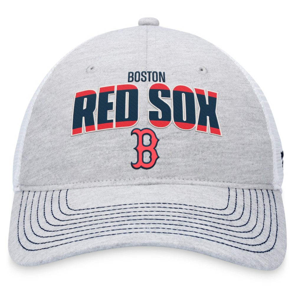 Boston Red Sox Fanatics Logo Trucker Adjustable Hat - Heather Gray/White - Fanatics Lifestyle