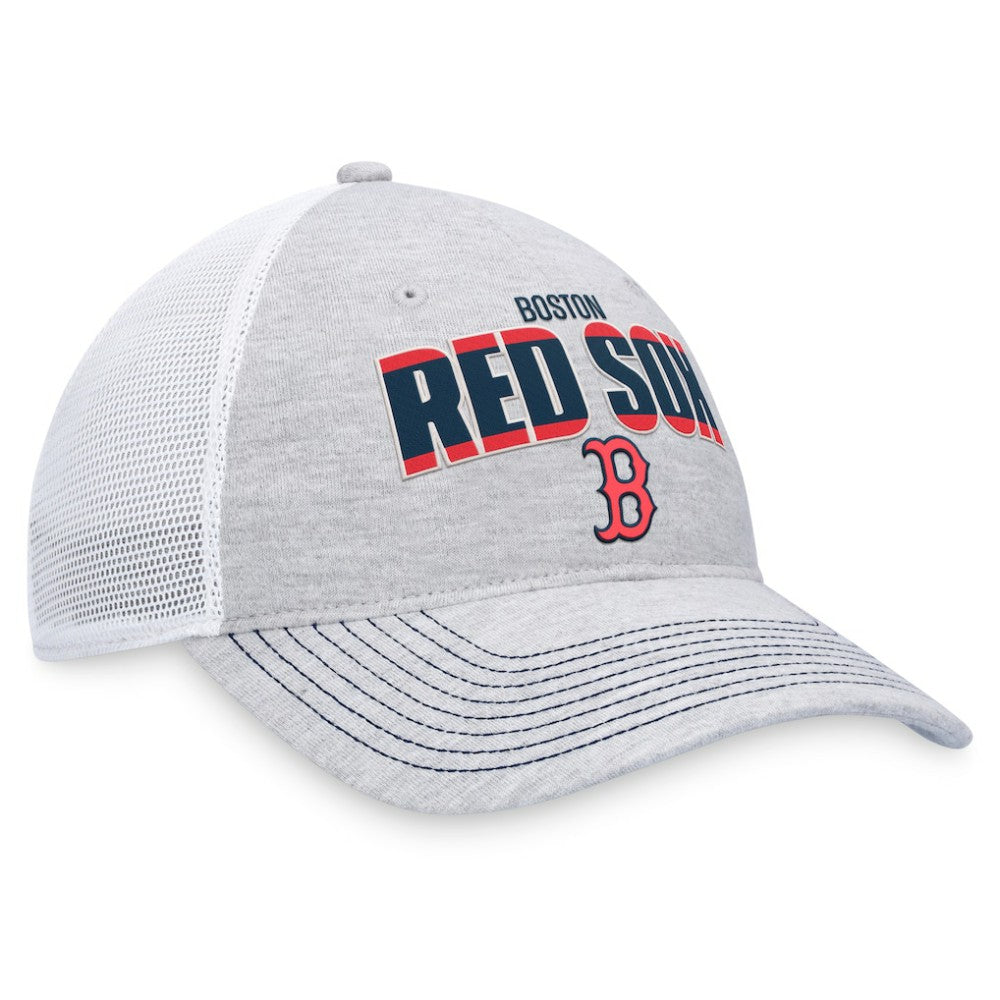 Boston Red Sox Fanatics Logo Trucker Adjustable Hat - Heather Gray/White - Fanatics Lifestyle