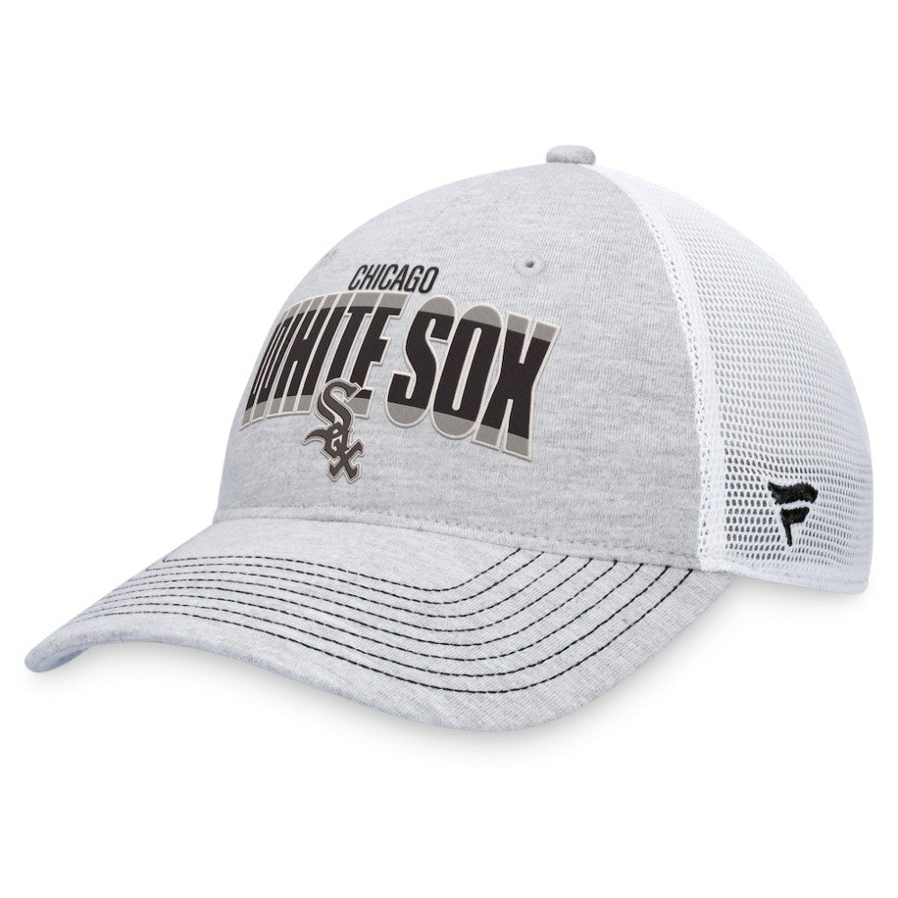 Chicago White Sox Fanatics Logo Trucker Adjustable Hat - Heather Gray/White - Fanatics Discount